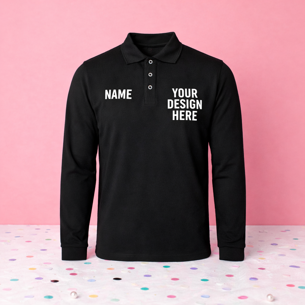 Premium Personalised Long Sleeve Polo Shirts