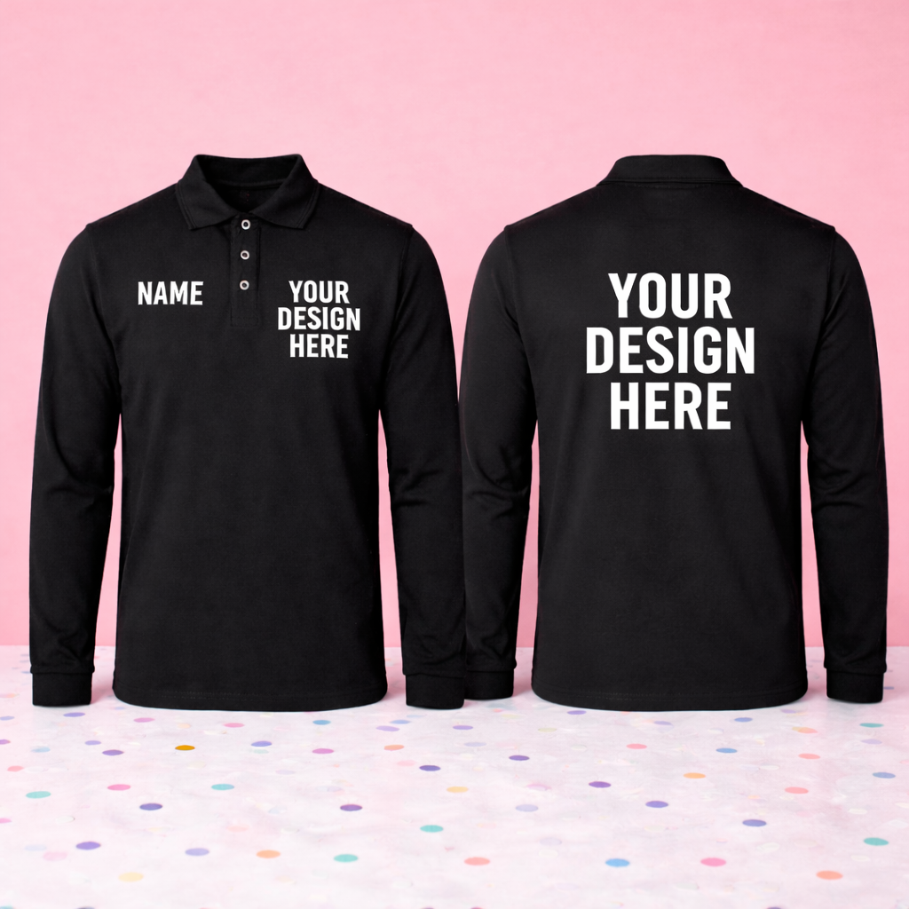 Premium Personalised Long Sleeve Polo Shirts
