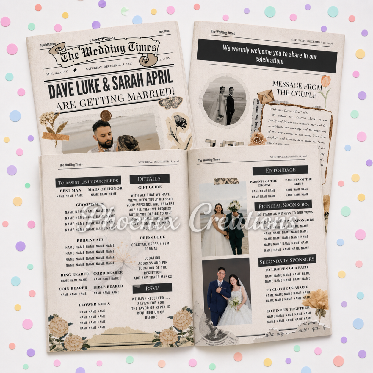 Luxury Wedding Newspaper Keepsake