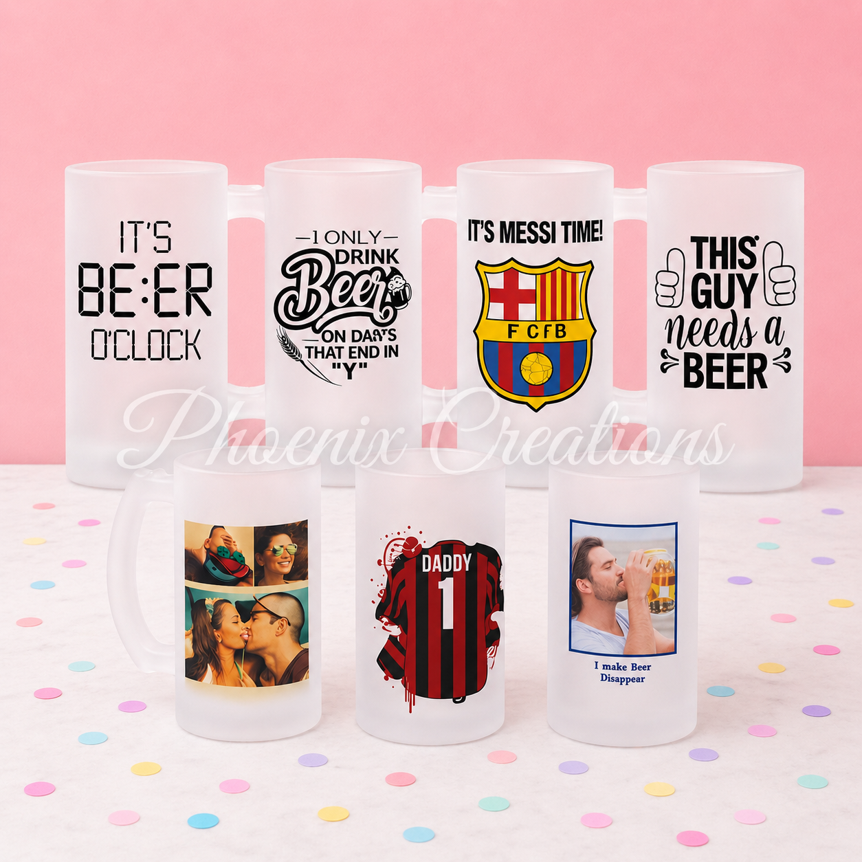 Personalised Frosted Glass Beer Steins