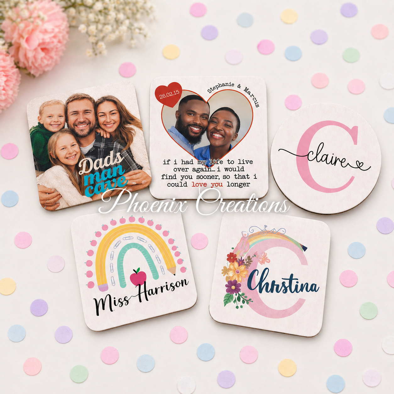 Custom Printed Coasters (Photo & Text)