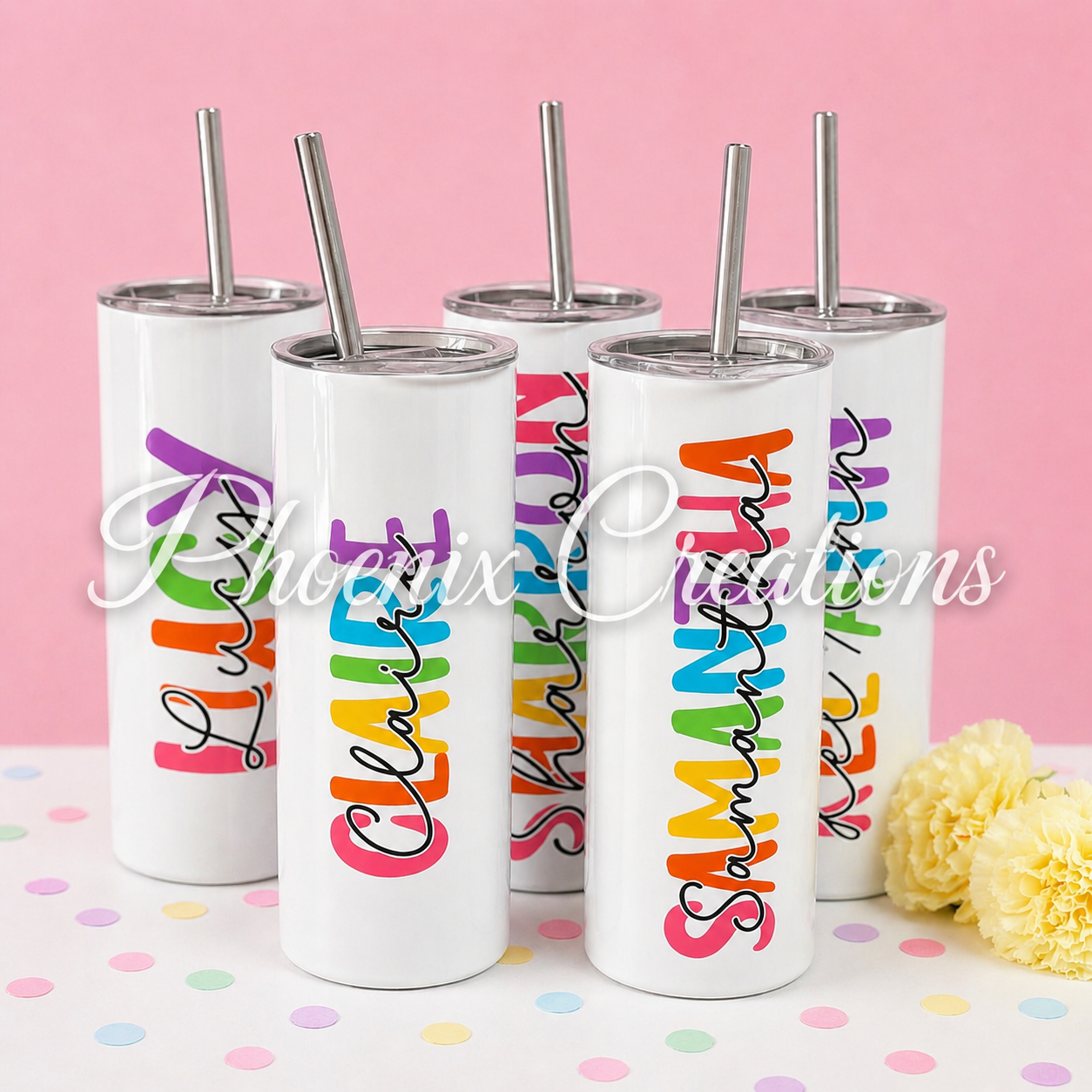 Personalised Drink Tumbler with Straw